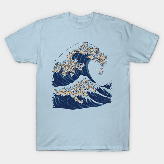 The Great Wave of Corgi T-Shirt by huebucket